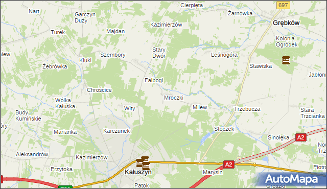 mapa Mroczki gmina Kałuszyn, Mroczki gmina Kałuszyn na mapie Targeo