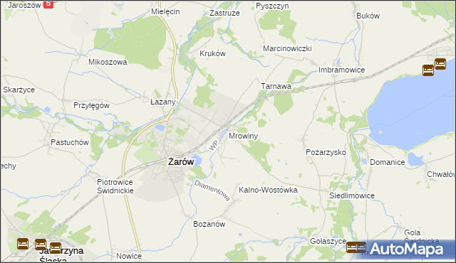 mapa Mrowiny gmina Żarów, Mrowiny gmina Żarów na mapie Targeo