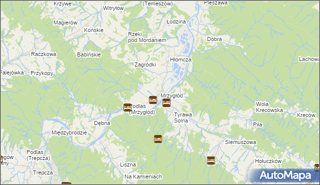 mapa Mrzygłód gmina Sanok, Mrzygłód gmina Sanok na mapie Targeo