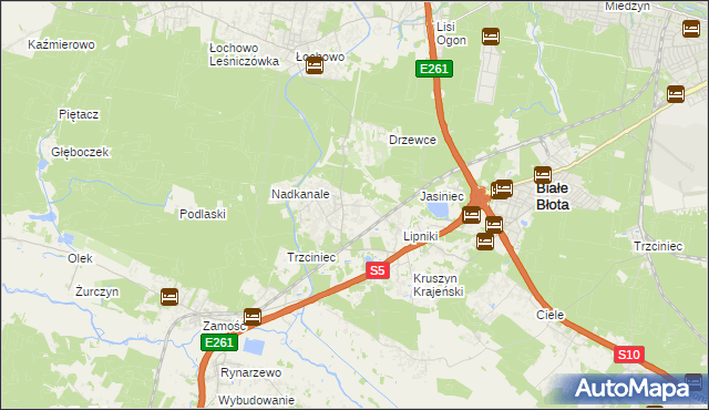 mapa Murowaniec gmina Białe Błota, Murowaniec gmina Białe Błota na mapie Targeo