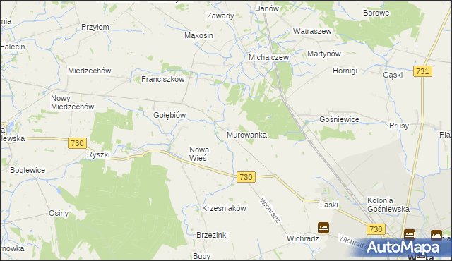 mapa Murowanka gmina Warka, Murowanka gmina Warka na mapie Targeo
