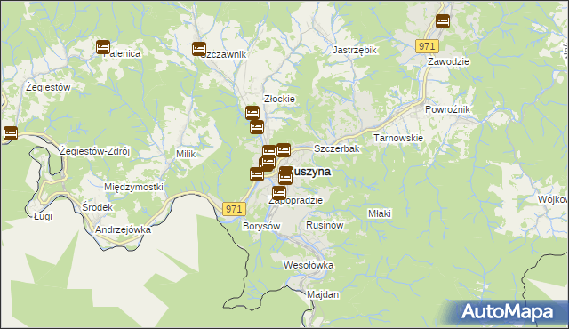 mapa Muszyna, Muszyna na mapie Targeo