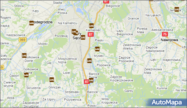 mapa Myślec, Myślec na mapie Targeo