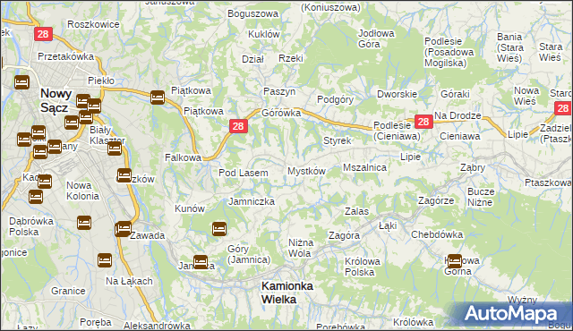 mapa Mystków, Mystków na mapie Targeo