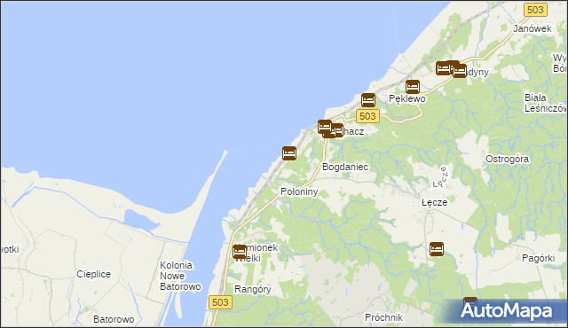 mapa Nadbrzeże gmina Tolkmicko, Nadbrzeże gmina Tolkmicko na mapie Targeo