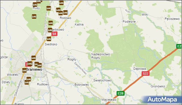 mapa Nadleśnictwo Rogity, Nadleśnictwo Rogity na mapie Targeo