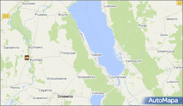 mapa Nadole gmina Gniewino, Nadole gmina Gniewino na mapie Targeo