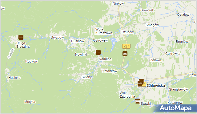 mapa Nadolna gmina Chlewiska, Nadolna gmina Chlewiska na mapie Targeo