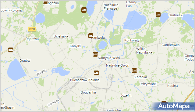 mapa Nadrybie-Wieś, Nadrybie-Wieś na mapie Targeo