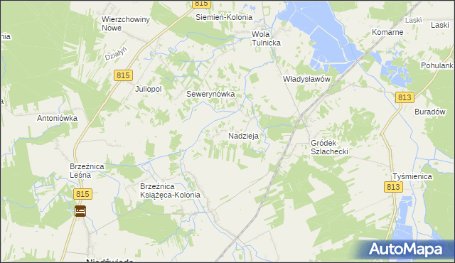 mapa Nadzieja gmina Siemień, Nadzieja gmina Siemień na mapie Targeo