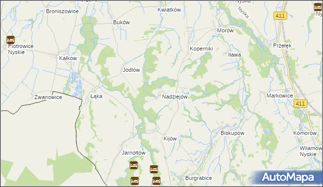 mapa Nadziejów gmina Otmuchów, Nadziejów gmina Otmuchów na mapie Targeo