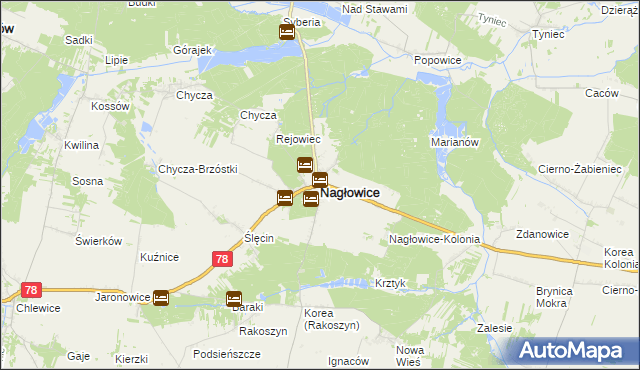 mapa Nagłowice, Nagłowice na mapie Targeo