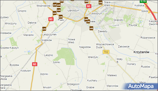 mapa Nagodów gmina Kutno, Nagodów gmina Kutno na mapie Targeo