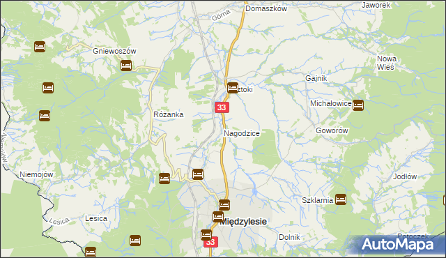 mapa Nagodzice, Nagodzice na mapie Targeo