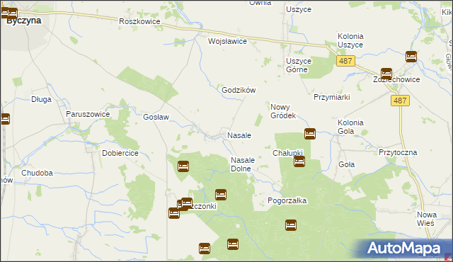 mapa Nasale gmina Byczyna, Nasale gmina Byczyna na mapie Targeo