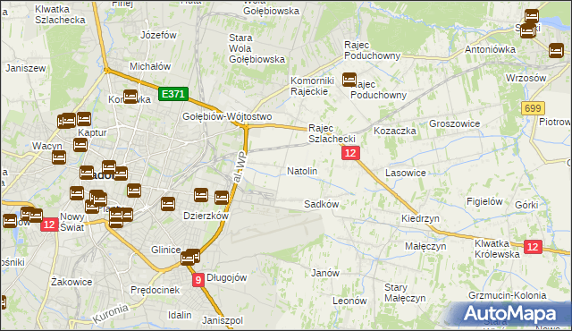 mapa Natolin gmina Jedlnia-Letnisko, Natolin gmina Jedlnia-Letnisko na mapie Targeo