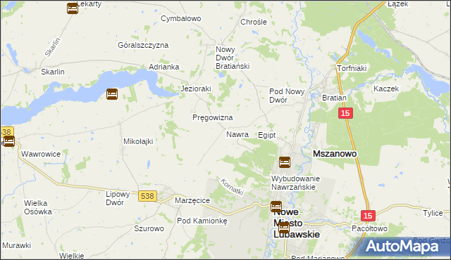 mapa Nawra gmina Nowe Miasto Lubawskie, Nawra gmina Nowe Miasto Lubawskie na mapie Targeo