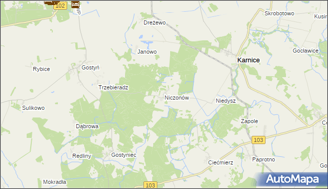 mapa Niczonów, Niczonów na mapie Targeo