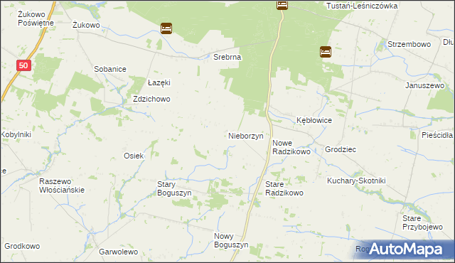 mapa Nieborzyn gmina Czerwińsk nad Wisłą, Nieborzyn gmina Czerwińsk nad Wisłą na mapie Targeo