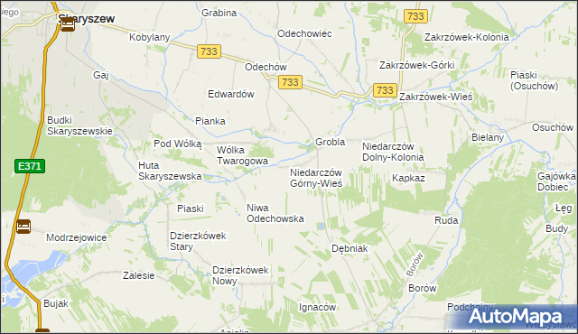 mapa Niedarczów Górny-Wieś, Niedarczów Górny-Wieś na mapie Targeo