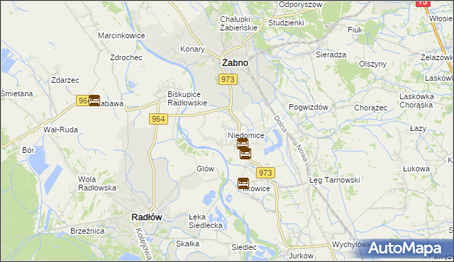 mapa Niedomice, Niedomice na mapie Targeo