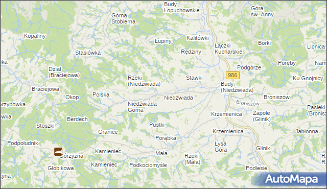 mapa Niedźwiada gmina Ropczyce, Niedźwiada gmina Ropczyce na mapie Targeo