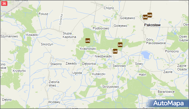 mapa Niedźwiadki, Niedźwiadki na mapie Targeo