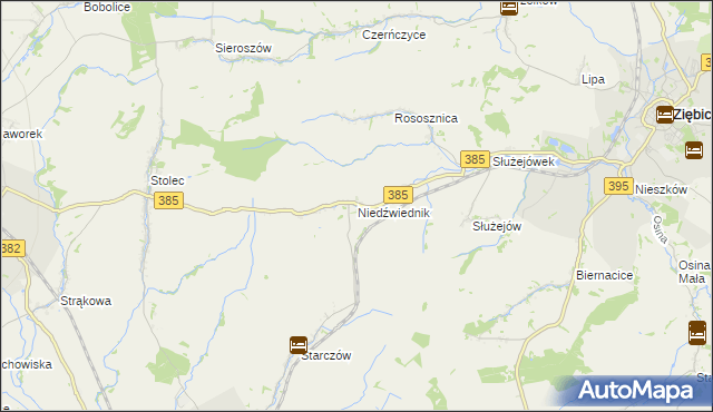 mapa Niedźwiednik gmina Ziębice, Niedźwiednik gmina Ziębice na mapie Targeo