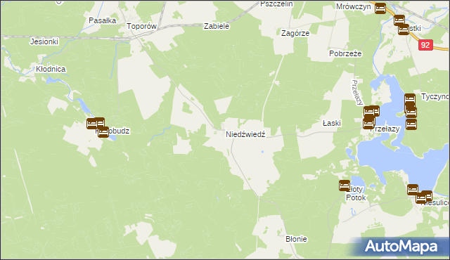 mapa Niedźwiedź gmina Łagów, Niedźwiedź gmina Łagów na mapie Targeo