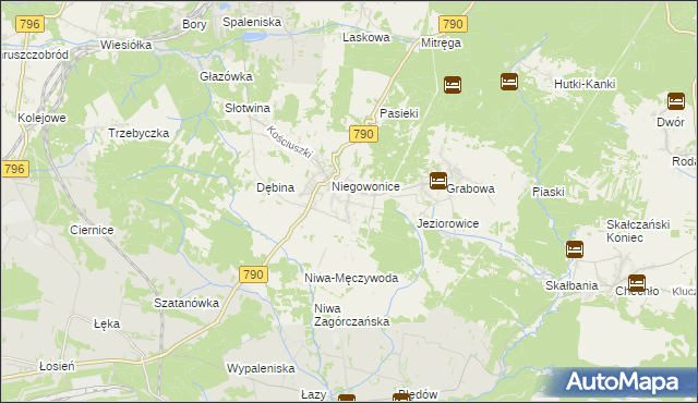 mapa Niegowoniczki, Niegowoniczki na mapie Targeo