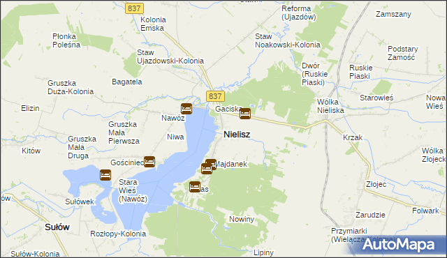 mapa Nielisz, Nielisz na mapie Targeo