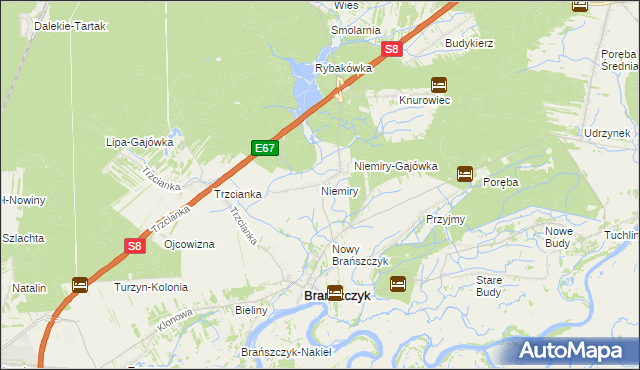 mapa Niemiry gmina Brańszczyk, Niemiry gmina Brańszczyk na mapie Targeo