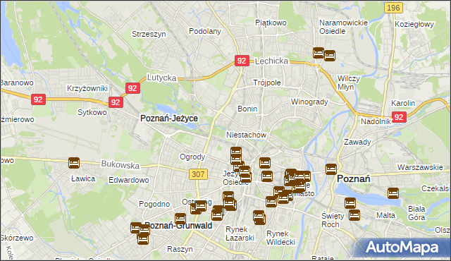 mapa Niestachów gmina Poznań, Niestachów gmina Poznań na mapie Targeo