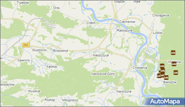 mapa Nieszczyce, Nieszczyce na mapie Targeo