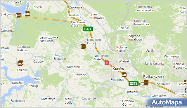 mapa Nietulisko Małe, Nietulisko Małe na mapie Targeo