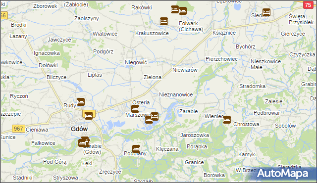 mapa Nieznanowice gmina Gdów, Nieznanowice gmina Gdów na mapie Targeo