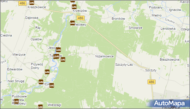 mapa Niżankowice, Niżankowice na mapie Targeo