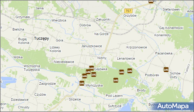 mapa Niziny gmina Tuczępy, Niziny gmina Tuczępy na mapie Targeo