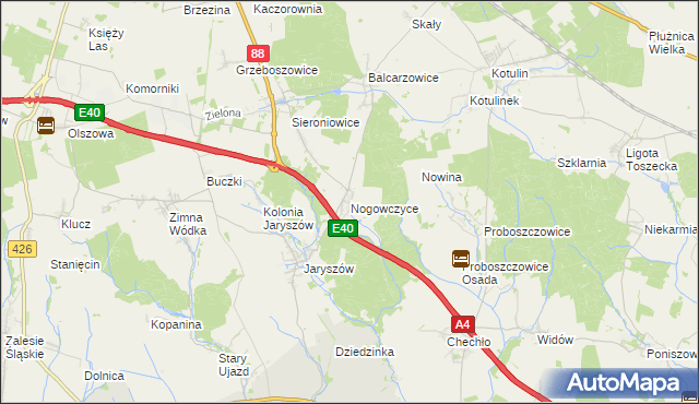 mapa Nogowczyce, Nogowczyce na mapie Targeo