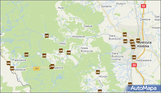 mapa Nowa Bystrzyca, Nowa Bystrzyca na mapie Targeo