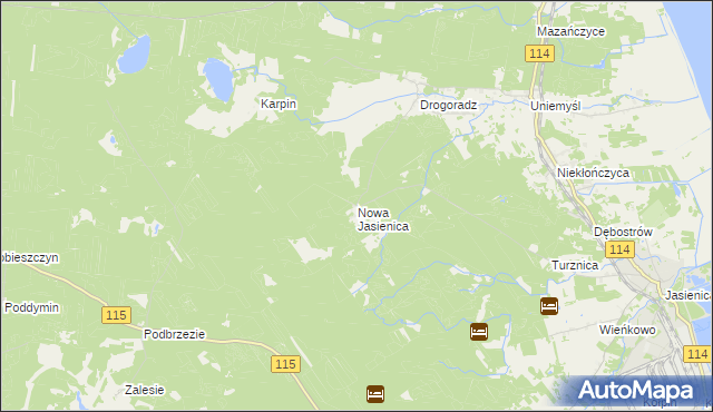 mapa Nowa Jasienica, Nowa Jasienica na mapie Targeo