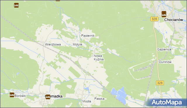 mapa Nowa Kuźnia gmina Gromadka, Nowa Kuźnia gmina Gromadka na mapie Targeo