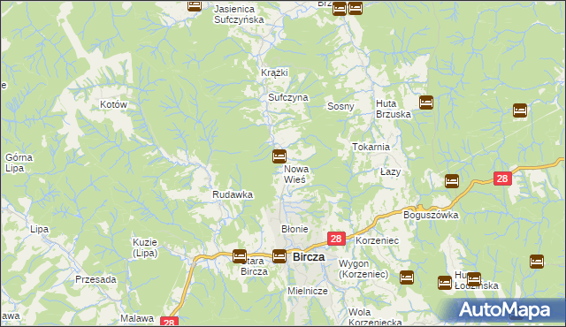 mapa Nowa Wieś gmina Bircza, Nowa Wieś gmina Bircza na mapie Targeo