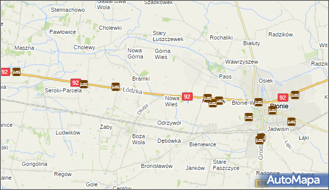 mapa Nowa Wieś gmina Błonie, Nowa Wieś gmina Błonie na mapie Targeo