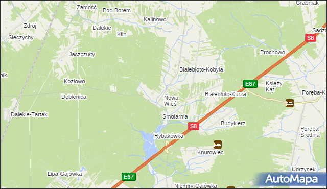 mapa Nowa Wieś gmina Brańszczyk, Nowa Wieś gmina Brańszczyk na mapie Targeo