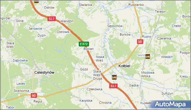 mapa Nowa Wieś gmina Kołbiel, Nowa Wieś gmina Kołbiel na mapie Targeo