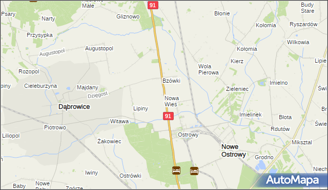 mapa Nowa Wieś gmina Nowe Ostrowy, Nowa Wieś gmina Nowe Ostrowy na mapie Targeo