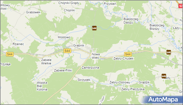 mapa Nowa Wieś gmina Olszewo-Borki, Nowa Wieś gmina Olszewo-Borki na mapie Targeo