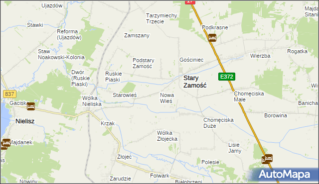 mapa Nowa Wieś gmina Stary Zamość, Nowa Wieś gmina Stary Zamość na mapie Targeo