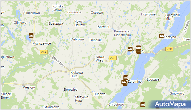 mapa Nowa Wieś gmina Stężyca, Nowa Wieś gmina Stężyca na mapie Targeo